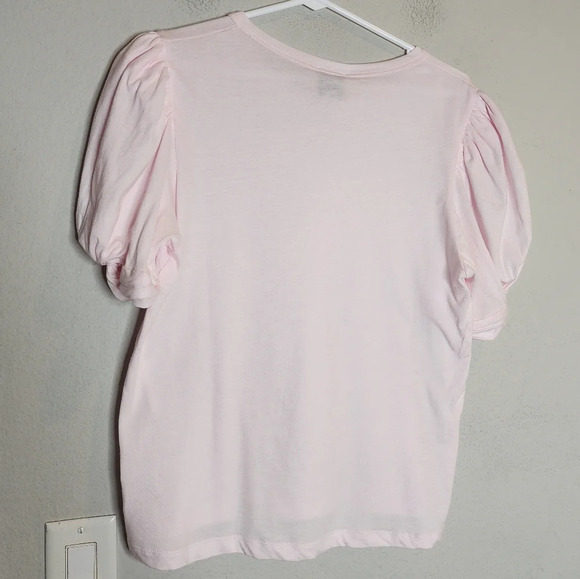 NWT Elie Tahari Pink cotton modal knot puff sleeve top. Size medium - Picture 10 of 14